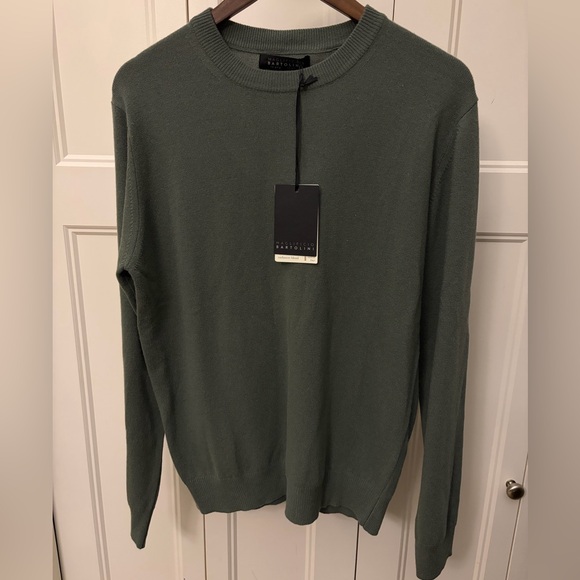 Men's Olive Crewneck Sweater - Picture 2 of 11